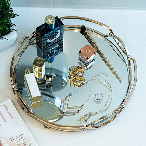 Cheap Home decor luxury square tableware mirrored gold metal tray