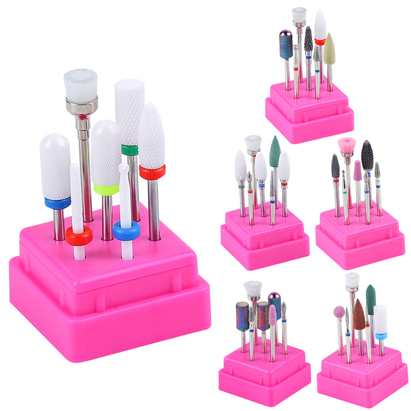 7 pcs colorful Ceramic tungsten steel alloy grinding head set Nail Drill Bits