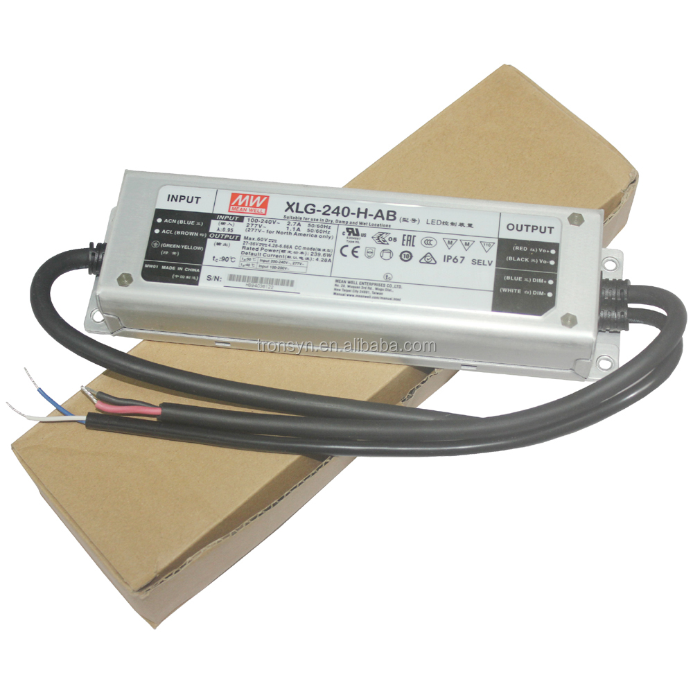 Meanwell уполномоченный XLG-240-H-AB 240W Водонепроницаемый Dali Диммируемый СИД драйвер встроенный 3 в 1 Функция затемнения