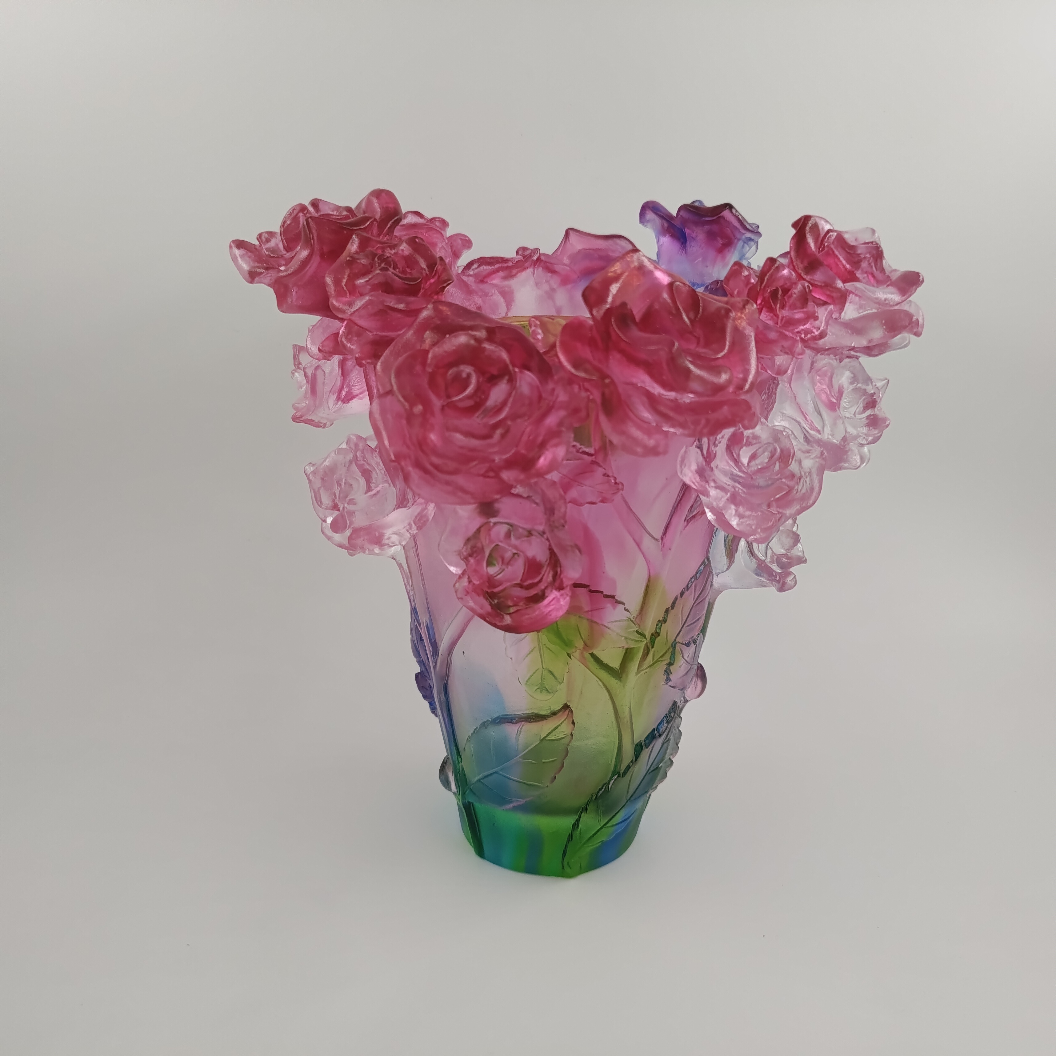 fine handmake carved crystal large rose burner large rose plate rose saucer vase