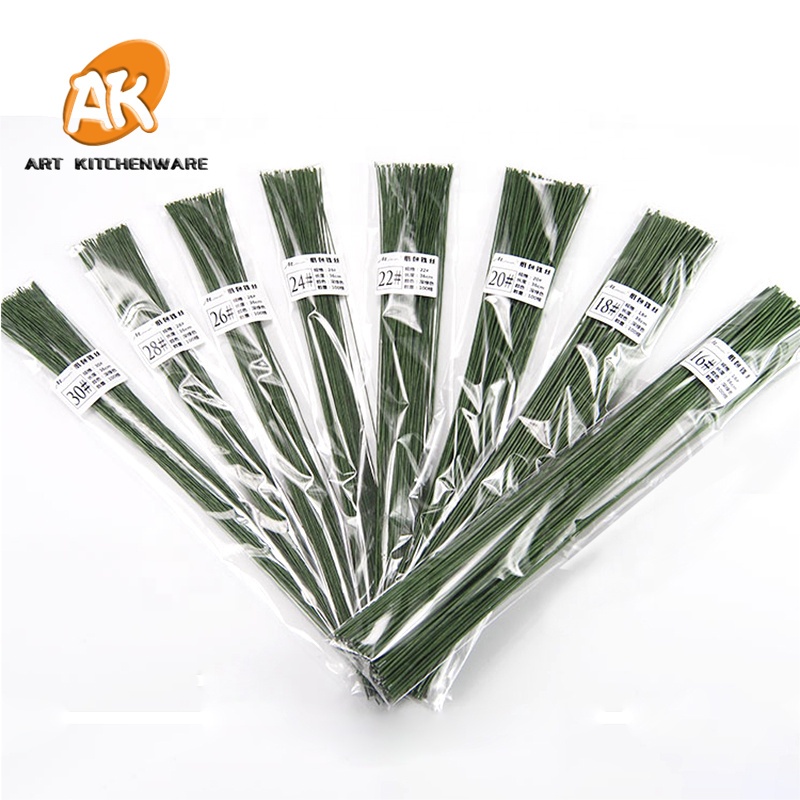 AK Adhesive Tape Paper Covered Florist Iron Wire Gauge Paper Wrapped Iron Wire for Floral and DIY Crafts