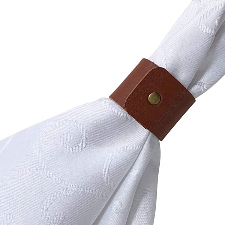 Handmade Rustic Farmhouse Wedding Restaurant Decor Christmas PU Leather Napkin Ring
