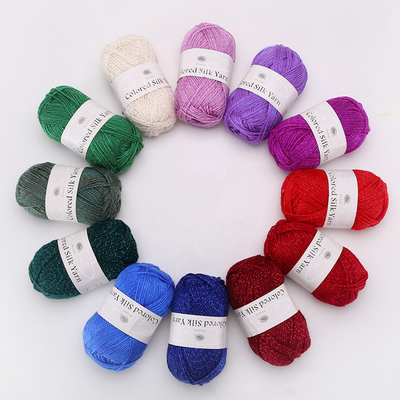 ZENGLONG oem/odm 8S 4ply 50g/roll hand knitting yarn 97% acrylic 3% polyester color silk fabric blended fancy yarn for wholesale
