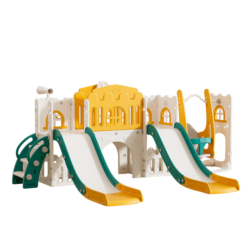 Kids slide equipment for toddler indoor slide toys with basketball hoop telescope swing and non-slip steps gift for children