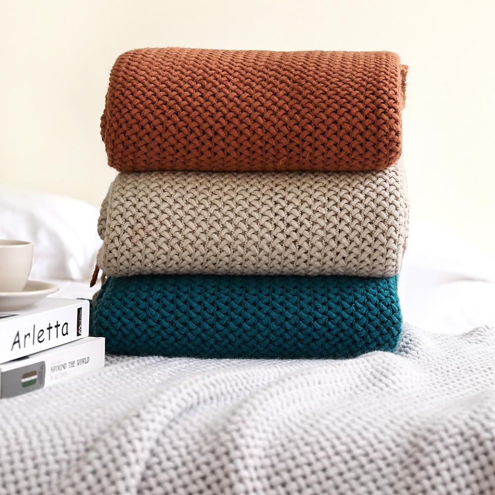 Super Soft Cashmere Decorative Throw Blanket Lightweight Knitted Blanket For Bed And Sofa Couch