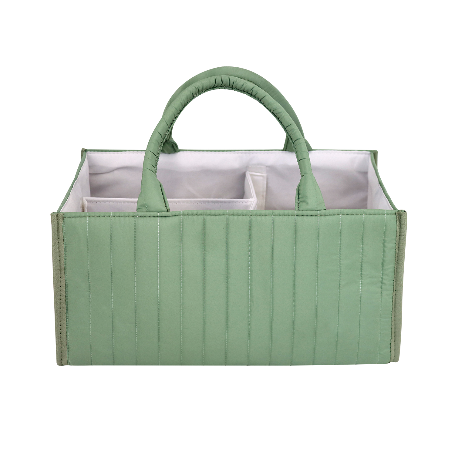 Customized Pockets Cloth LOGO Green Color Waterproof Lining T Partition Quilting Process Diaper Caddy