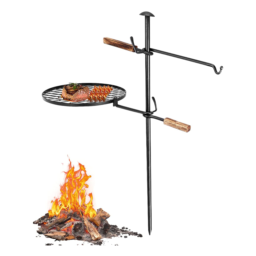 Campfire grill grate, adjustable rotary outdoor campfire grill, Fire camping BBQ rotation for bonfire barbecue outdoor backyard