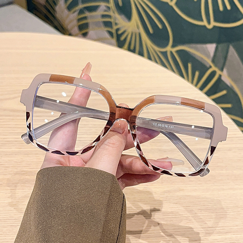 Wholesale Color Contrast Glasses Frame Flat Lens Trend Large Frame Glasses WomenDesigner Glasses Custom Logo High Quality