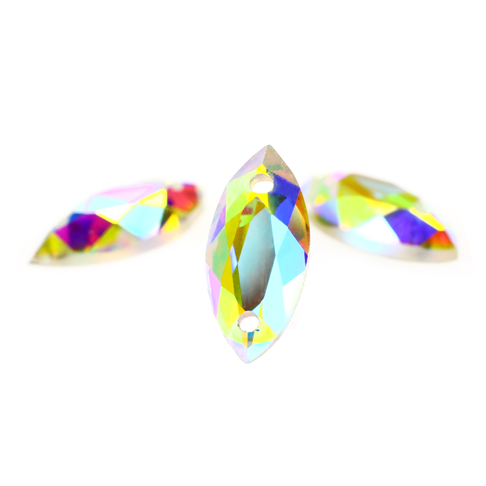 Multi Color Wholesale Horse Eye Shape Punch Glass Beads Flat Back Glass Rhinestone For Garment Shoes Bag Making