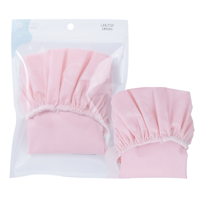 Custom Logo Pink Elastic Band Bath Hair Hat For Women Ladies Spa Salon C0822 Waterproof Bath Caps Plastic Reusable Shower Cap