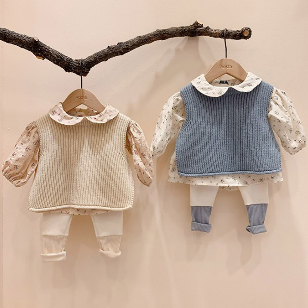 Baby Toddler Siold Knitted Vests Cotton Girls Sleeveless Boys Tops