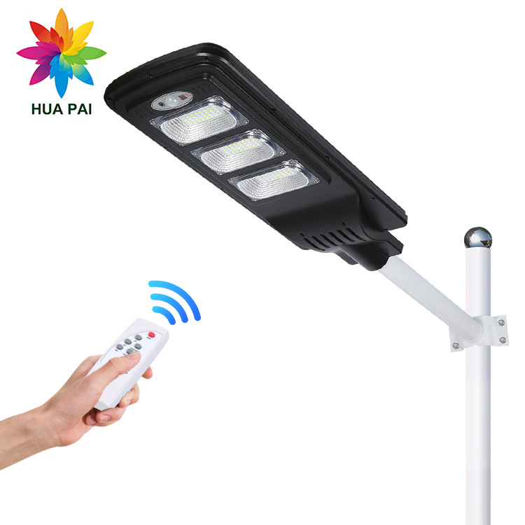 HUAPAI New energy saving black 20watt 40watt 60watt all in one led solar streetlight