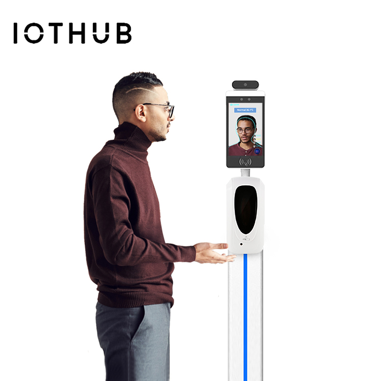 Iothub Бесконтактный раздатчик для дезинфицирующего средства для рук с 8 дюймов Распознавание лиц температуры устройство для скрининга