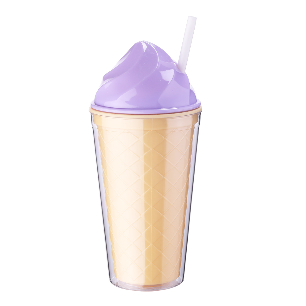 Рекламная пластиковая кружка для путешествий BPA free16oz, Пластиковая Кружка для мороженого с двойными стенками