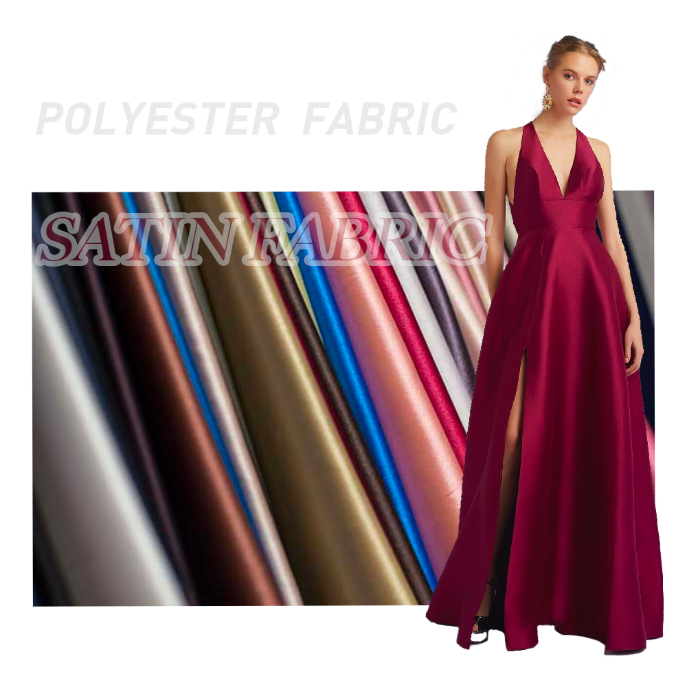 2021 High quality 100% polyester satin fabric for dresses polyester fabric