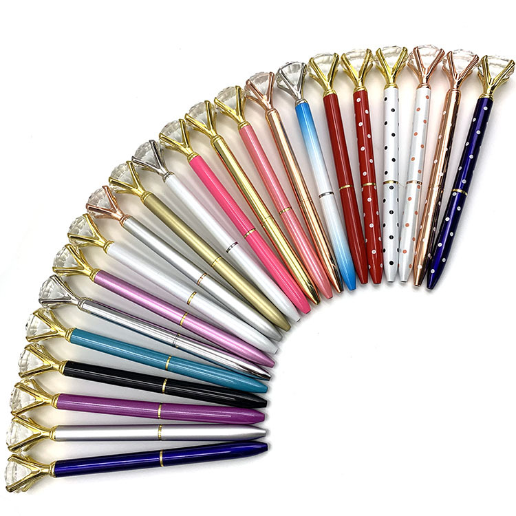 Hot sale big diamond metal ballpoint pen glass fashion rhinestone pen creative advertising gift pen custom LOGO