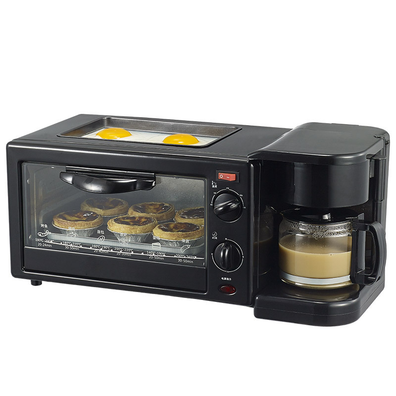 3-in-1 Breakfast Machine with Oven Bread Baking Maker Bread Toaster /Fried Egg/ Coffee Cooker