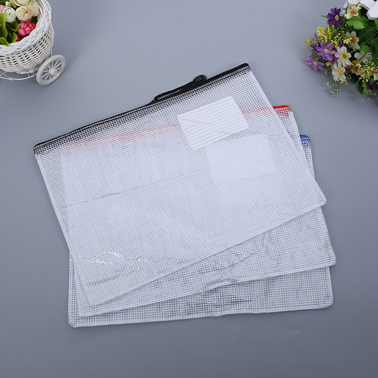 A4 office file folder zip lock mesh color package clear PVC document bag