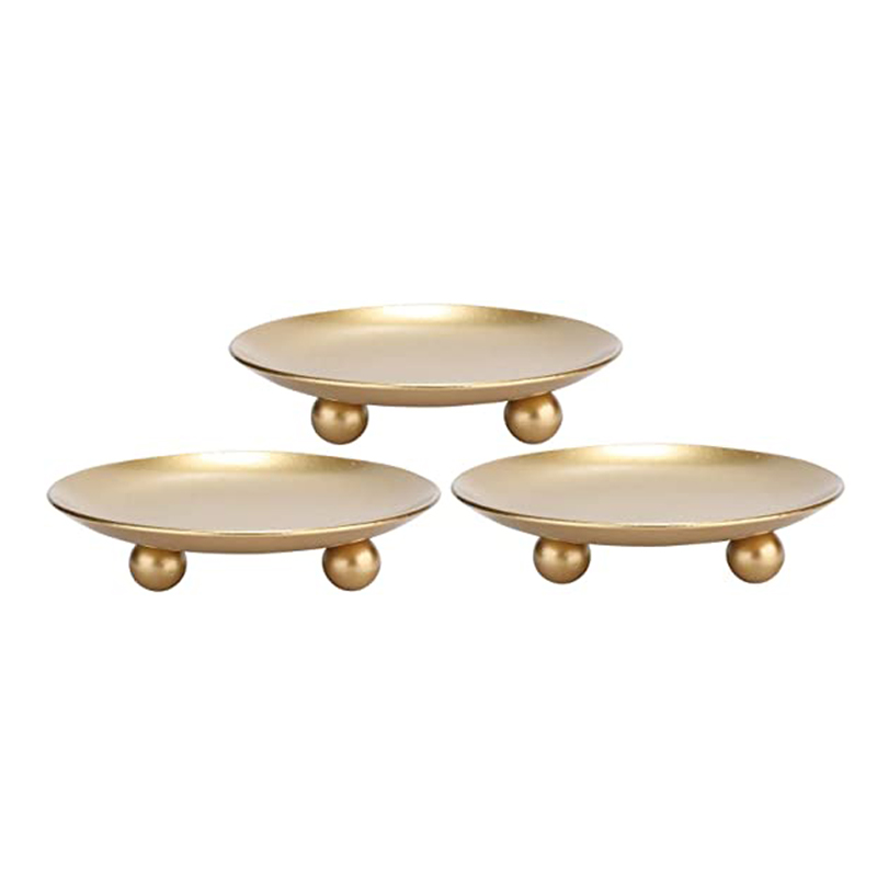 Iron Plate Candle Holder, Gold, Decorative Pillar Candle Stand