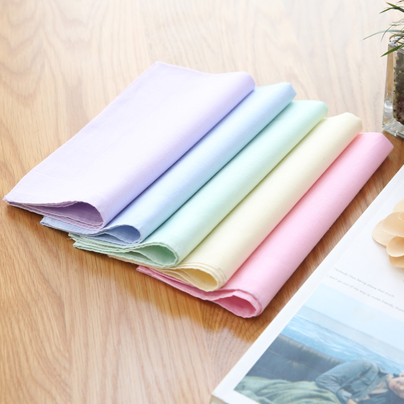 40*40cm Solid Pure Color Handkerchief Cotton Women Plain Pocket Squares Hankies Gift For Girl Neck Hair Scarf Towel 1PC