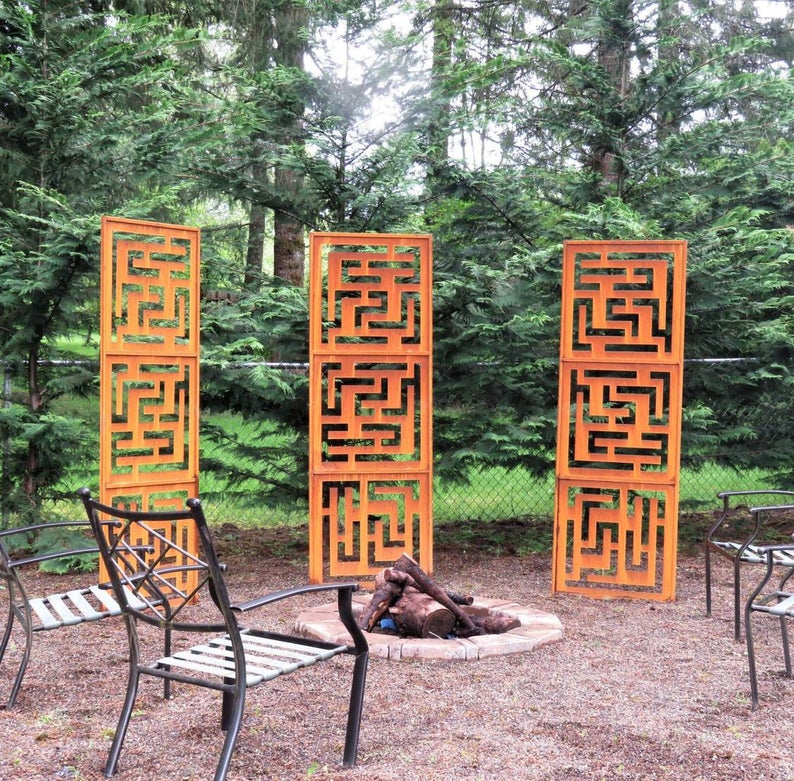 Corten Steel Laser Cut Decorative Panels Room Divider Corten Steel Garden Partition Exterior Metal Privacy Screen