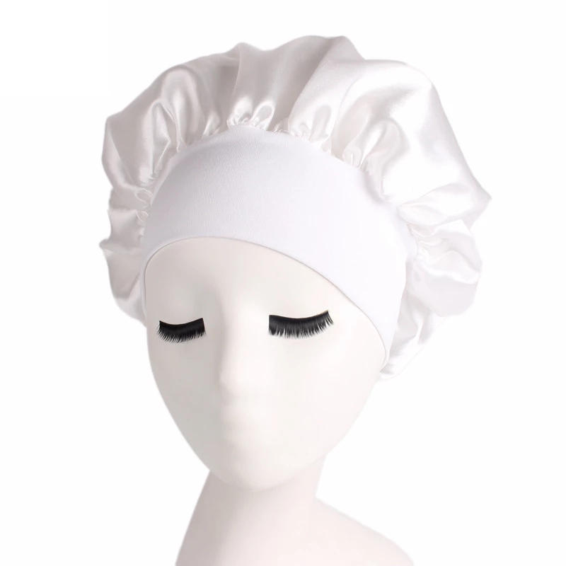 8 colors stock extra large custom logo available white hair salon sleep cap women ladi bonnet femme en satin