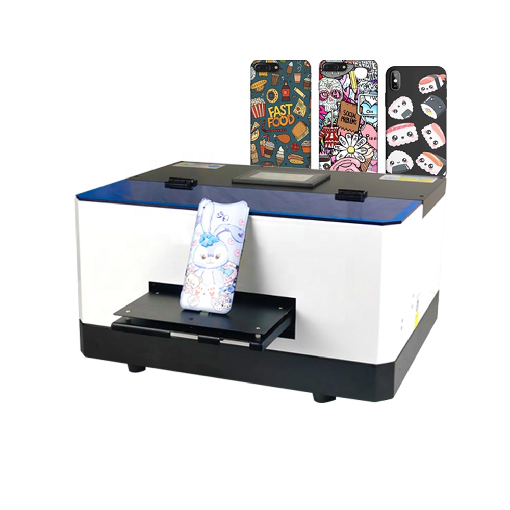 Small CMYK and White Inks Digital Phone Case Desktop Printer UV Flatbed Printer A5