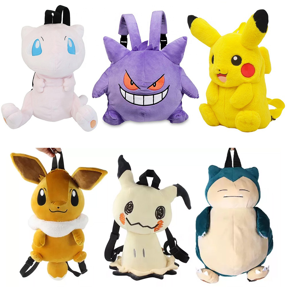 Мультяшный плюшевый рюкзак покемон Мягкая игрушка Kawaii Pikach Eevee Mew Gengar Snorlax мягкая школьная сумка подарок на день ребенка