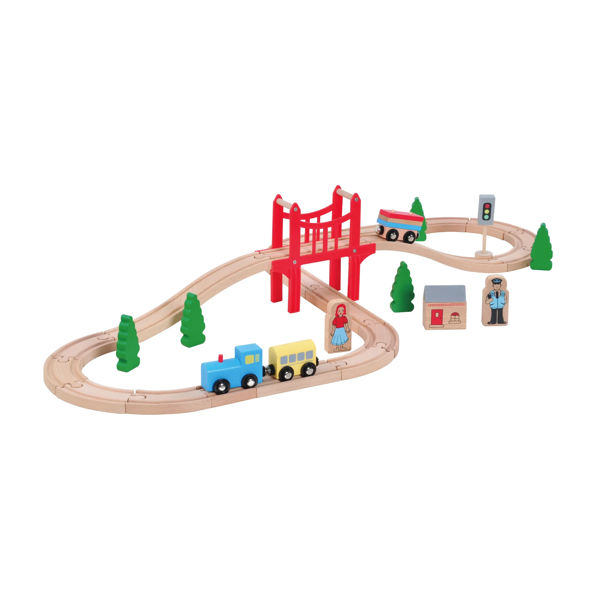 OEM детский Деревянный Железнодорожный трек, игрушечный автомобиль, железнодорожные треки, детали, деревянный набор поездов для игр