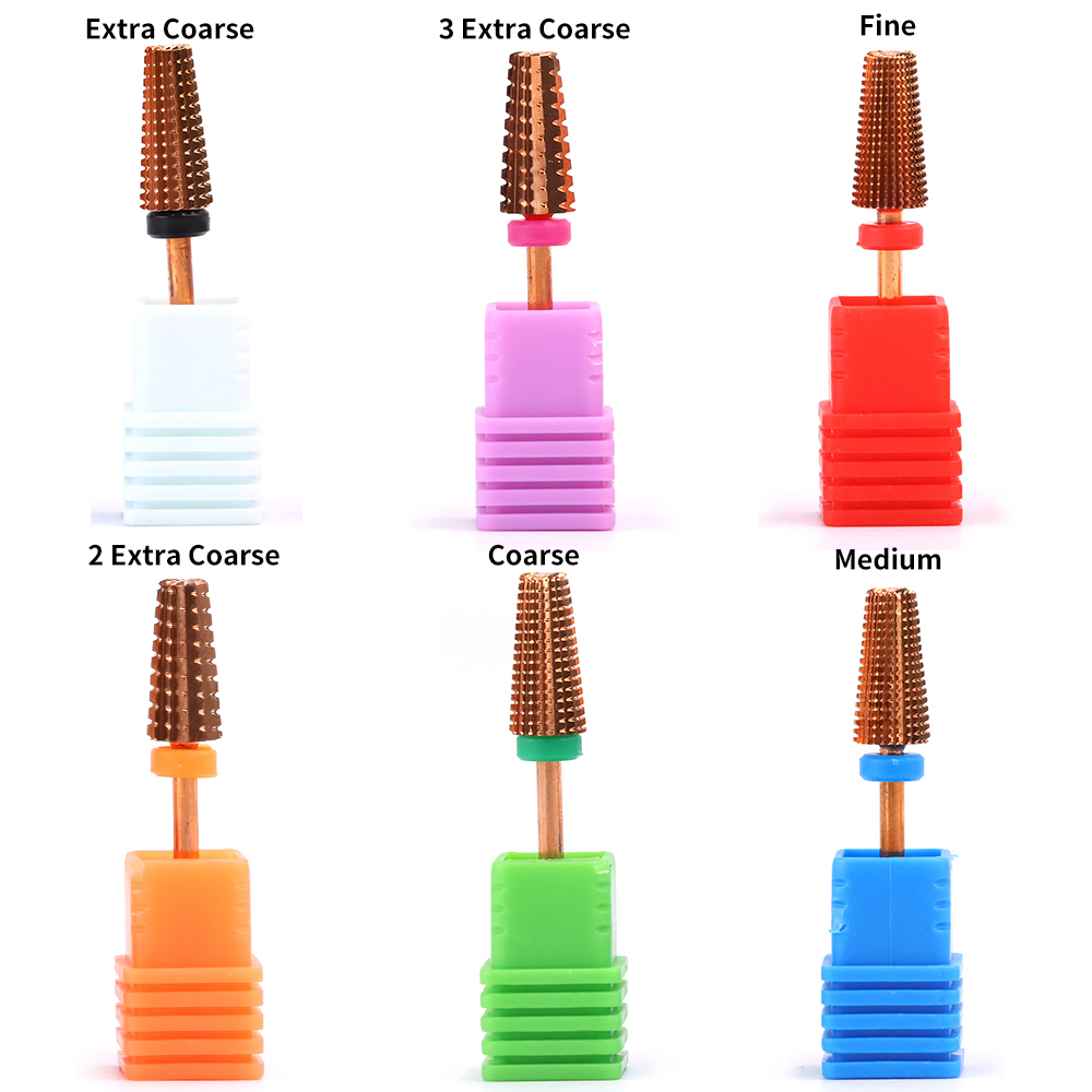 2024 New Arrival High Quality Rose Gold Coating 6 in 1 Tungsten Carbide Nail Drill Bits For Nail Salons