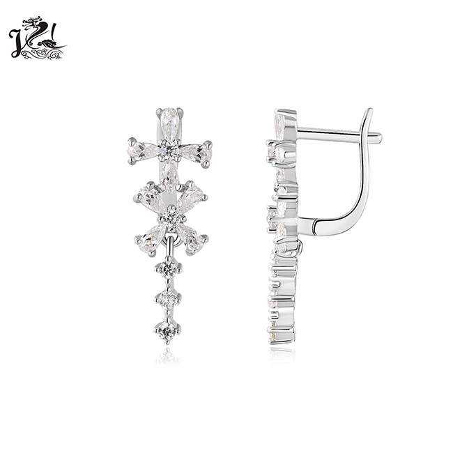 Trendy jewelry silver rhinestone earring, gift jewelry custom earrings for women