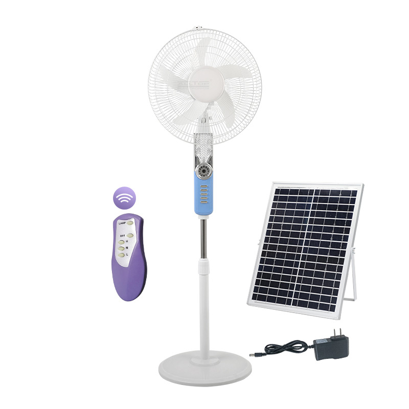 ALLTOP Hot selling 16inch rechargeable solar fan DC 15V home appliance floor digital fan