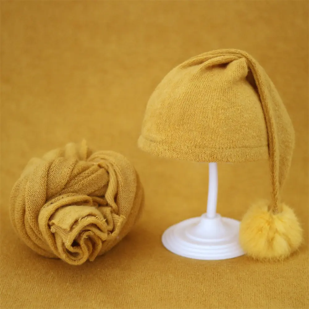 Newborn photography props cute modeling hat + wrap blanket