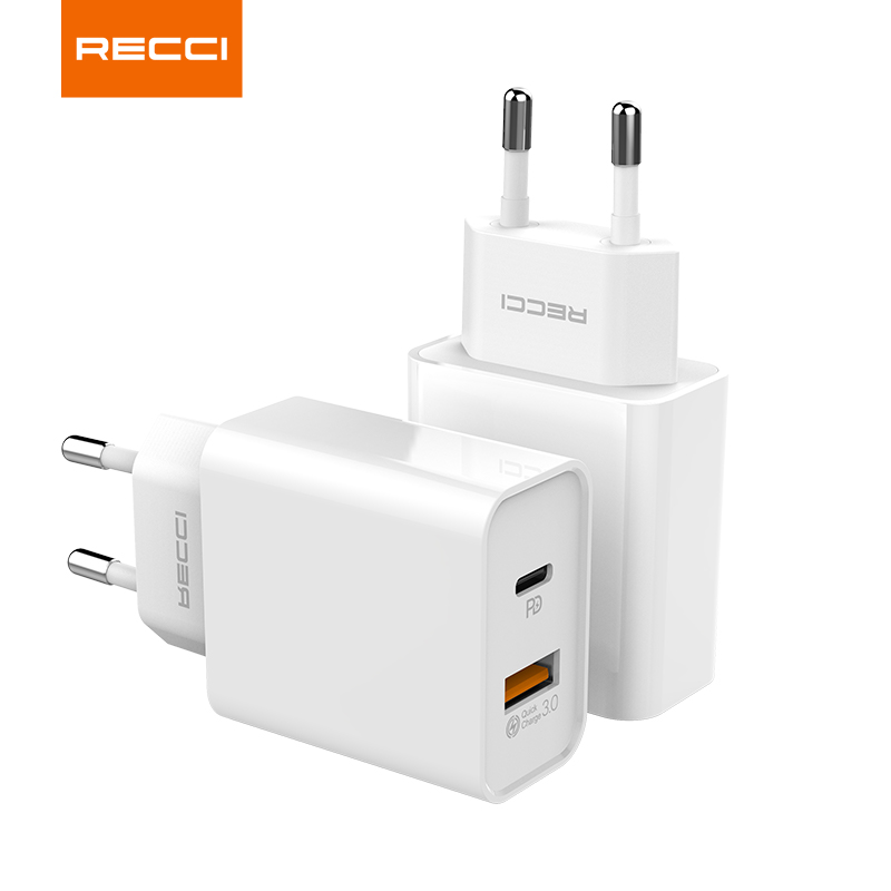 Сетевое зарядное устройство Recci quick charge 3,0 usb pd, портативное зарядное устройство для телефона