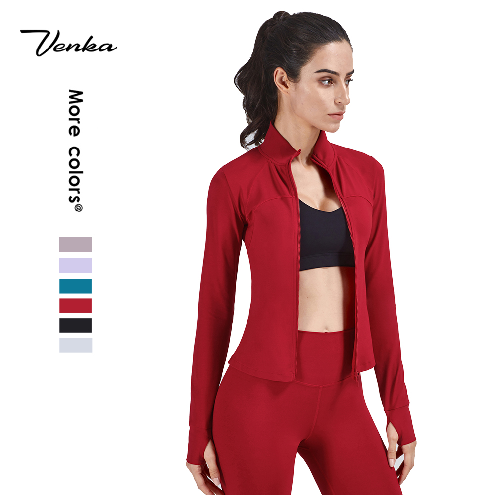2021 Ladies Fitness Running Winter Jackest High Neck High Quality Unti Slip Zipper Up Sports Women's Jackets