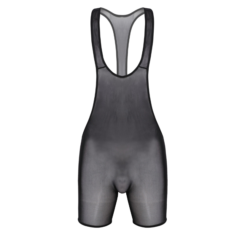 Fashion Mens Sheer Mesh One piece See Through Bodysuit Mankini Lingerie Male Erotic Underwear