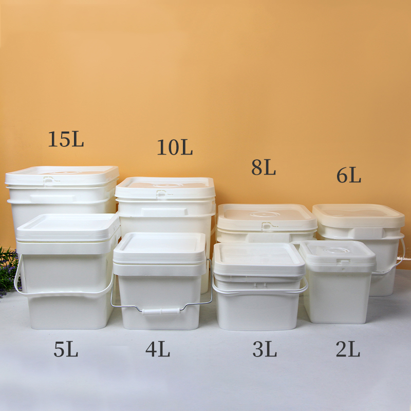 Wholesale 200ML-25L 100% New Pp Food Grade Clear Pail Square Transparent Plastic Bucket With Lid Handle