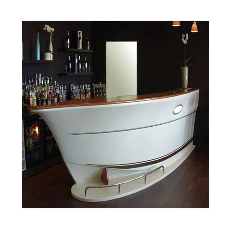 Home used Boat shaped Restaurant Mini Cocktail Solid Surface Amazing Bar Counter Design