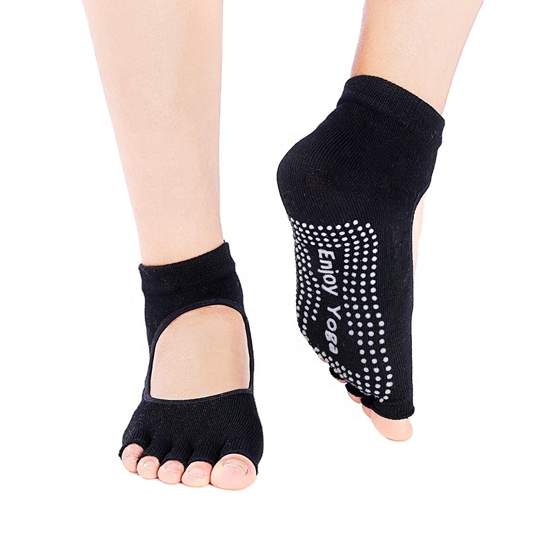 Non-slip backless yoga socks women's solid color breathable sweat-absorbent deodorant sports toe socks