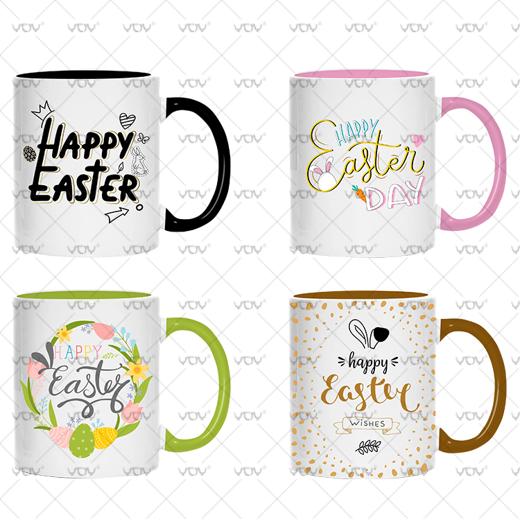 YDY Porcelain Factory Christian Gifts 11oz Ceramic Color Hand Coffee Tea Mugs Custom Desgin Easter Day Coffee Mug With Handle