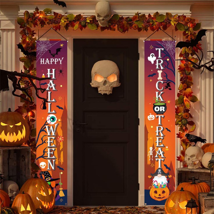 Halloween Hanging Couplet Banner Halloween Party Decoration Door Curtain Hanging Flag Couplets Door Couplet Flag