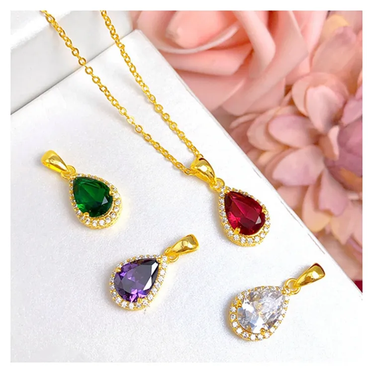 Vintage design waterdrop crystal rhinestone gold plated necklace pendant for jewelry making