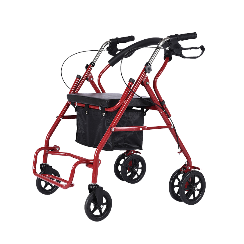 Elderly shopping cart elderly grocery shopping hand push six-wheeled walker seat can sit folding lightweight walker storage cart
