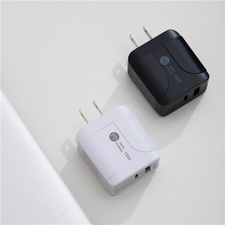 Высокое качество 18 Вт EU / US двойной порт питания usb c адаптер Мульти usb настенное зарядное устройство type c