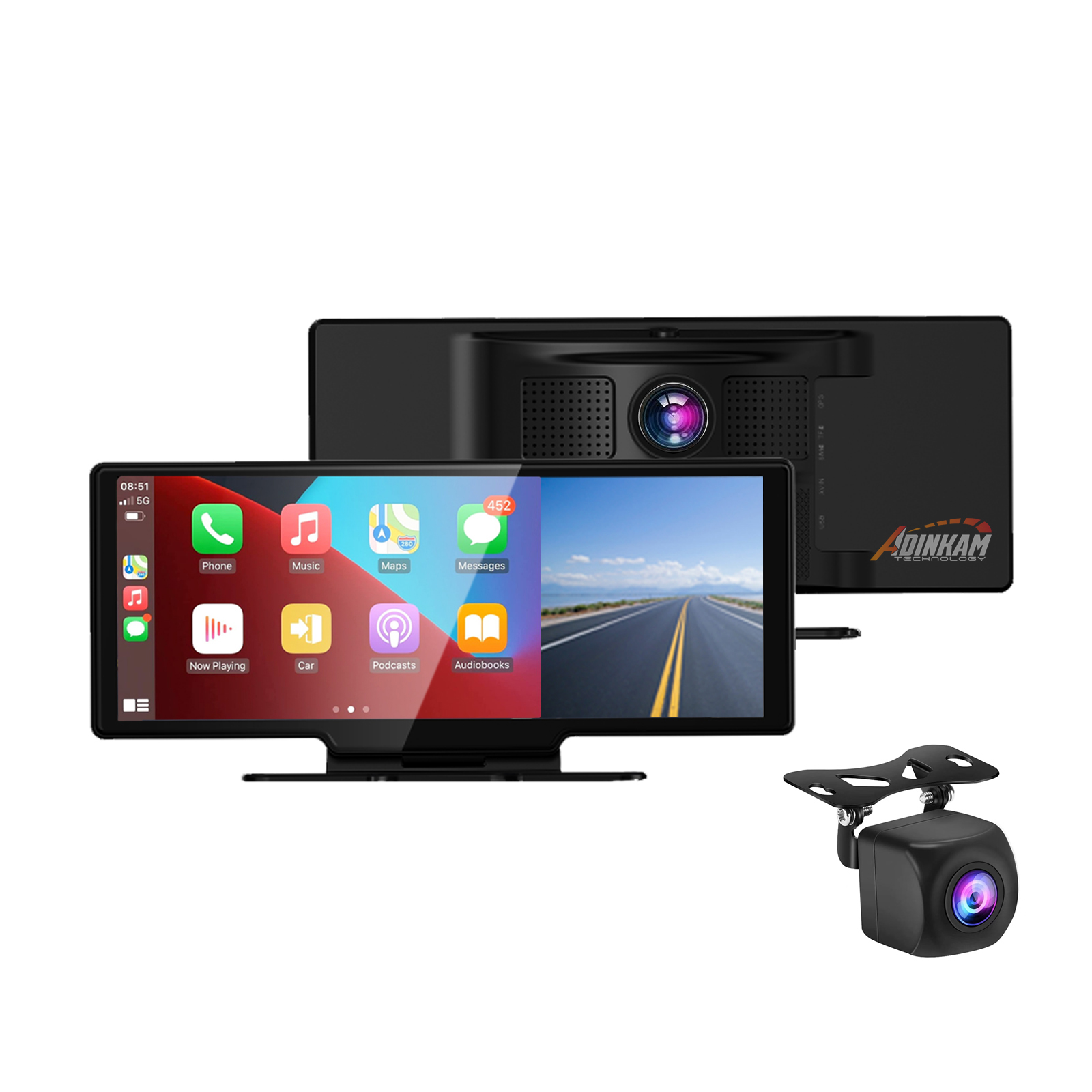 Обновленный! 10,26 "беспроводной Carplay Android Авто приборная панель проводной AUX поддержка 4K видеорегистратор Передняя и задняя камера Портативная стерео