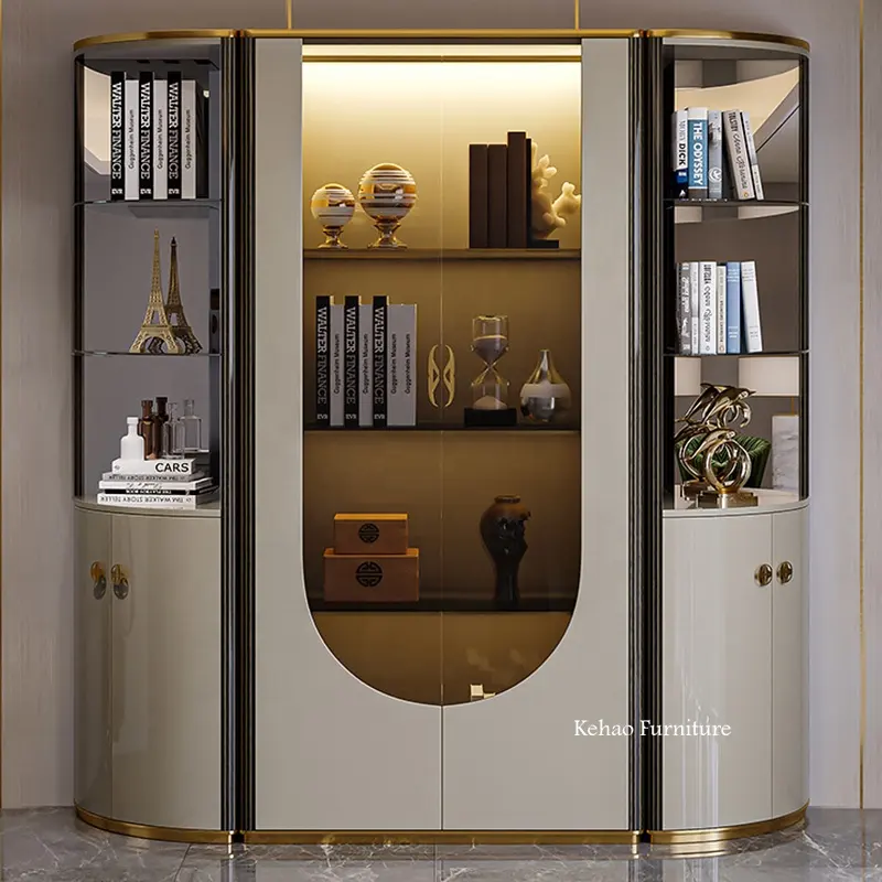 Italian Large Bookcases With Corner Cabinet Combination Luxury Bookshelf Italian Home Office Furniture Stainless Steel Bookshelf
