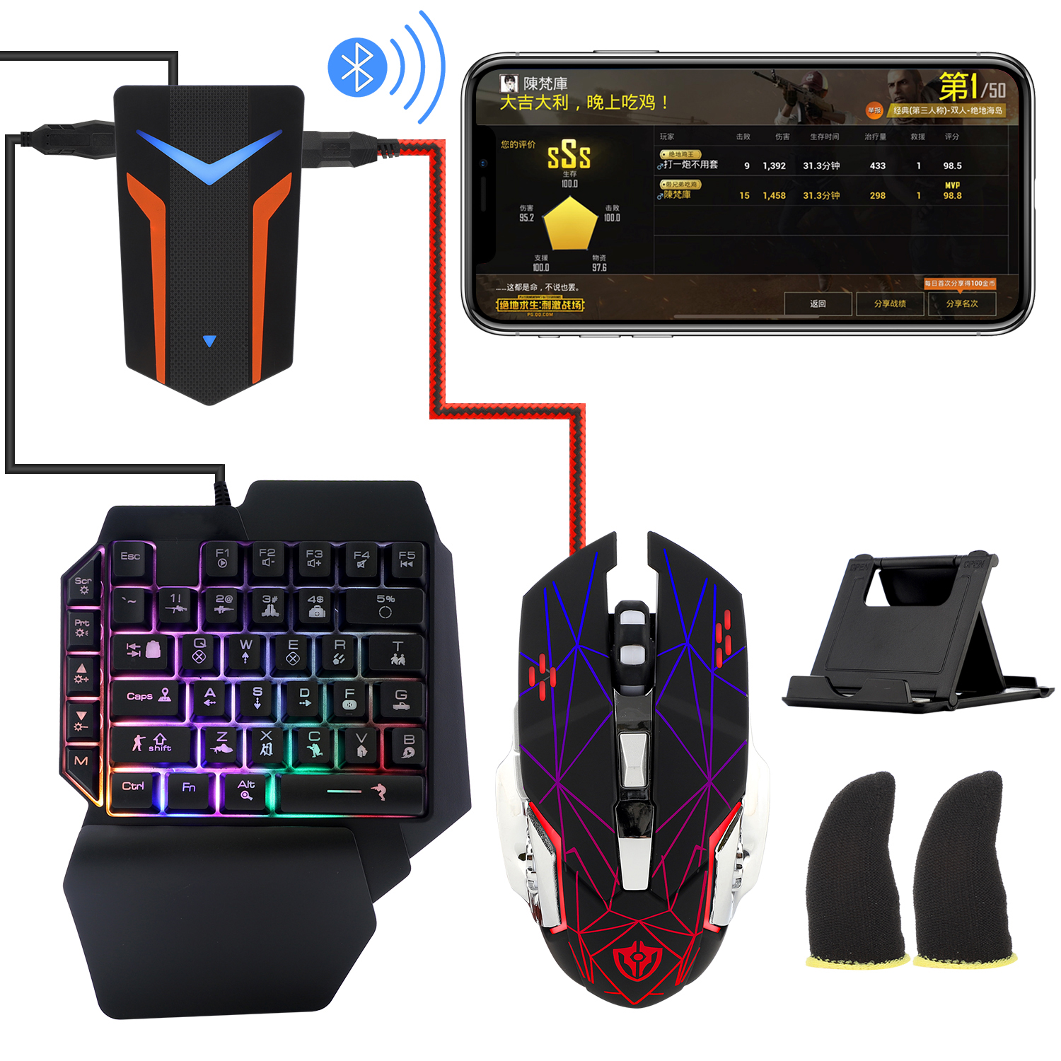 Bluetooth игровая клавиатура и мышь конвертер комбо для Android/IOS PUBG мобильной игры 3 в 1 клавиатура и мышь комбо