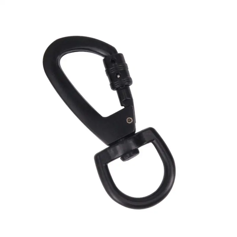 HXY Custom Wholesale Black Arch Sturdy Zinc Alloy Rotating Carabiner Hook, Swivel Locking Carabiner, Dog Leash Swivel Carabiner