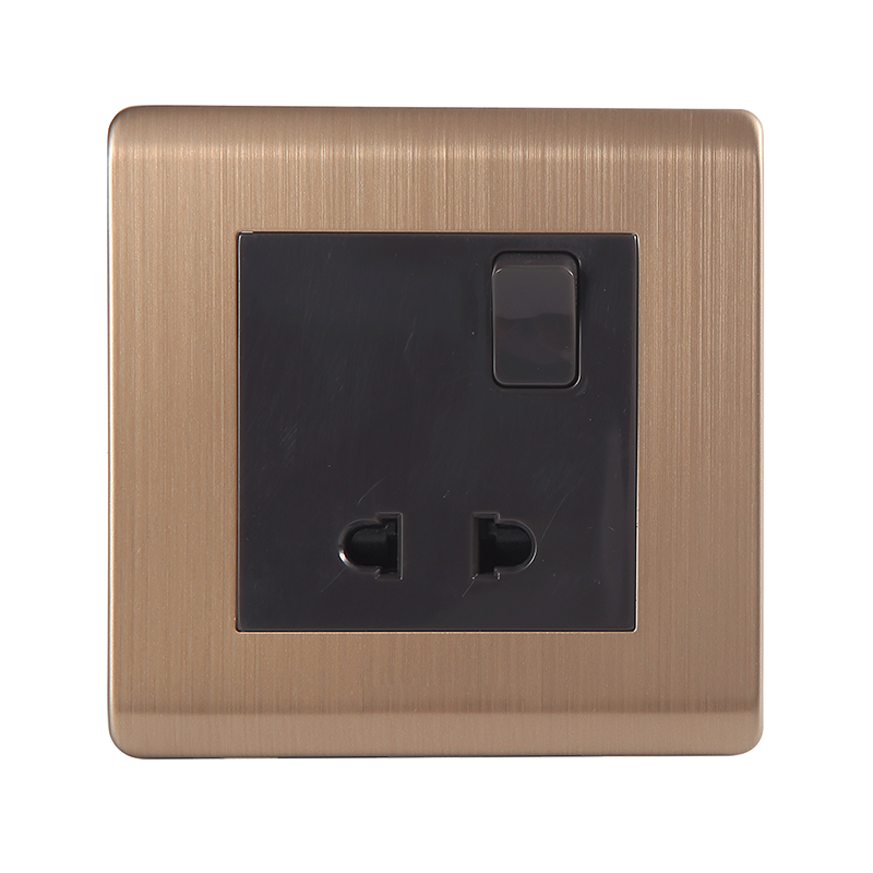 2 Pin Socket Brass Electrical Sockets 10A 1 Gang 2 Pin Switch Socket