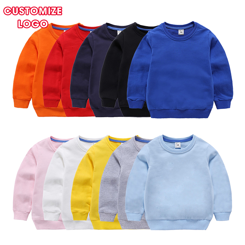 What&why home unisex Kid Shirt Solid color 100% cotton colorful Long Sleeve Autumn Sweatshirts baby clothes factory